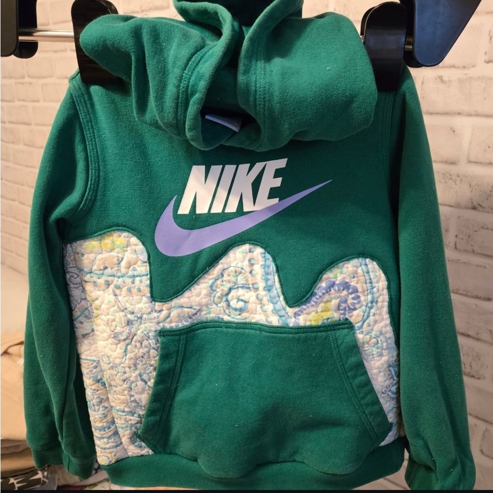 Kids Nike Quilted Green Hoodie